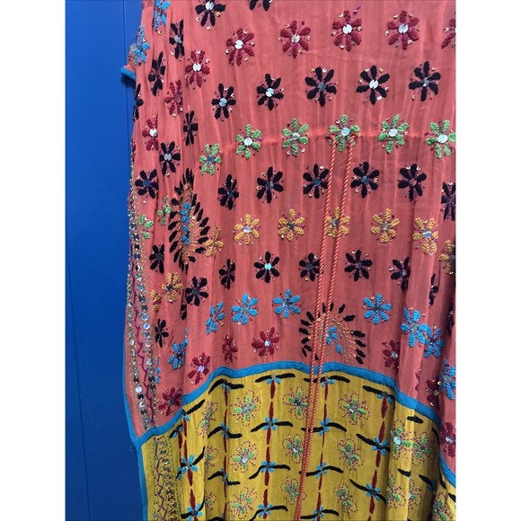 ZARA Woman Handmade Jeweled Embellished Maxi Dress Orange Yellow Size USA medium - Picture 6 of 16